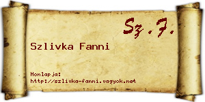 Szlivka Fanni névjegykártya