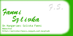 fanni szlivka business card